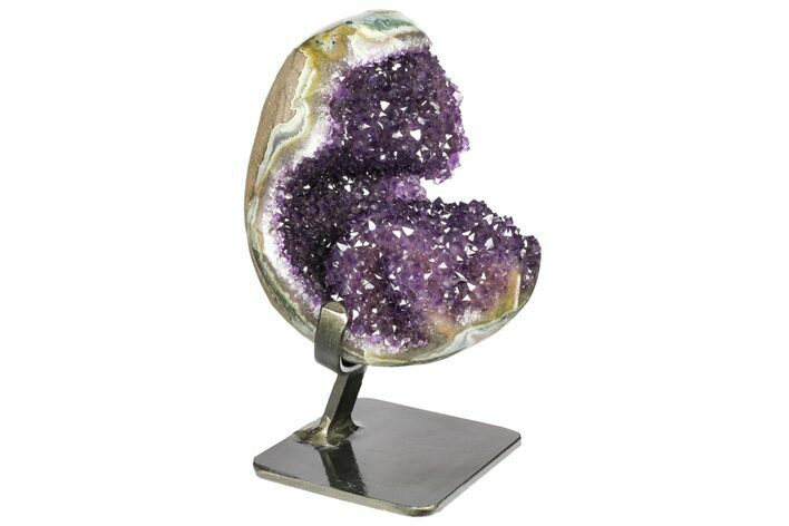 Amethyst Geode Section With Metal Stand - Uruguay #153327